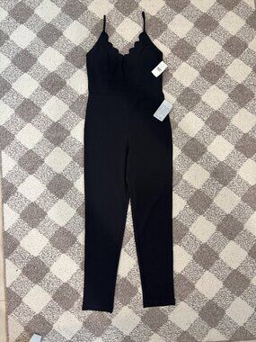 NWT Max + Ash Black Notched Slim-Fit Cocktail Jumpsuit S Nordstrom